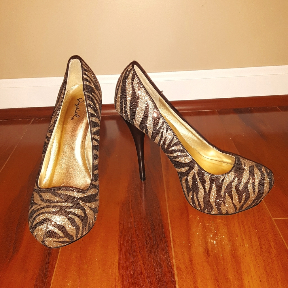 Sparkly Zebra Fun High Heel